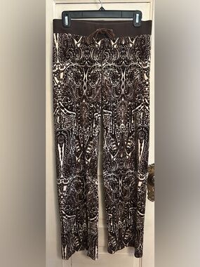 Juicy Couture Brown & Cream Wide Leg Patterned Pants